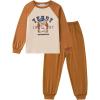 Arshiner Boys Clothes Set Long Raglan Sleeve T-Shirts + Casual Pants 2Pcs Colorblock Fall Outfits for Kids(Teddy Friends- Cream / Brown)