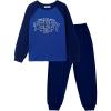 Arshiner Boys Clothes Set Long Raglan Sleeve T-Shirts + Casual Pants 2Pcs Colorblock Fall Outfits for Kids(Teddy- Navy / Black)