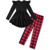 Arshiner Toddler Girl Clothes Ruffle Trim Long Sleeve Pullover Top and Floral Print Leggings Fall Outfits Kids Clothing Sets(Christmas)