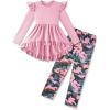 Arshiner Toddler Girl Clothes Ruffle Trim Long Sleeve Pullover Top and Floral Print Leggings Fall Outfits Kids Clothing Sets(Pink-camouflage)