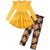 Arshiner Toddler Girl Clothes Ruffle Trim Long Sleeve Pullover Top and Floral Print Leggings Fall Outfits Kids Clothing Sets(Yellow-sunflower)