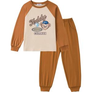 Arshiner Boys Clothes Set Long Raglan Sleeve T-Shirts + Casual Pants 2Pcs Colorblock Fall Outfits for Kids(Teddy- Cream / Brown)