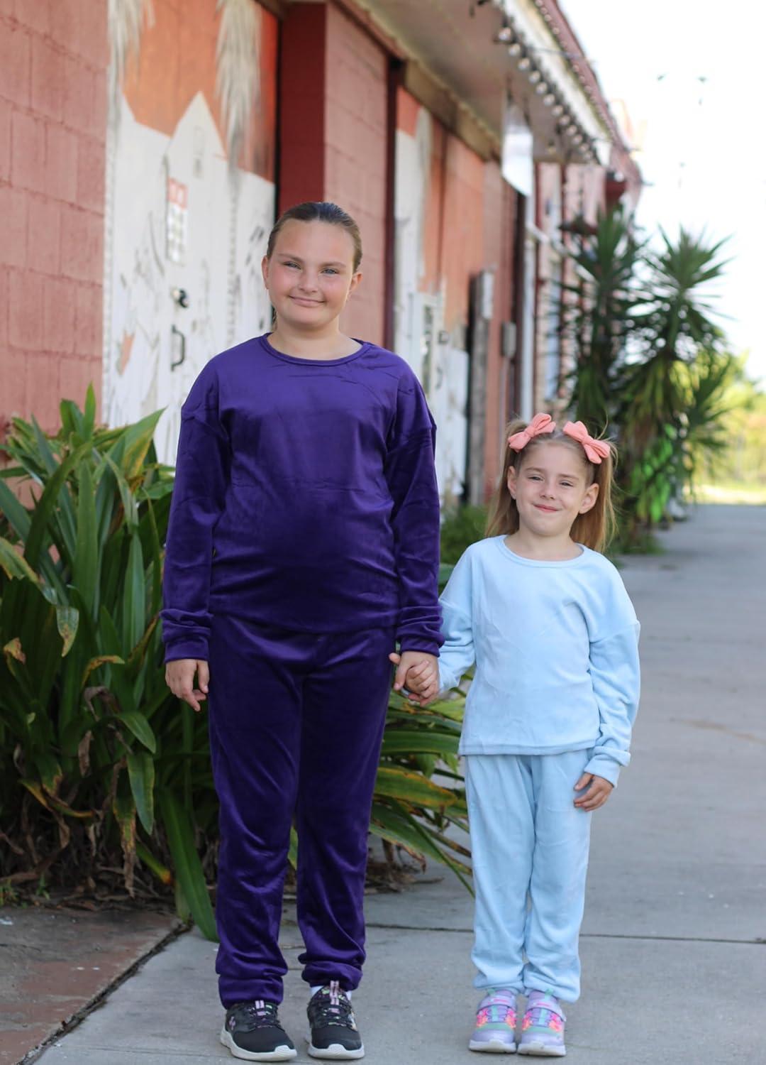 image:imageArshiner Girls 2 Piece Outfit Sweatsuits Set Kids Velour Sweatshirts amp Sweatpants Tracksuits Set for GirlsDark Purple