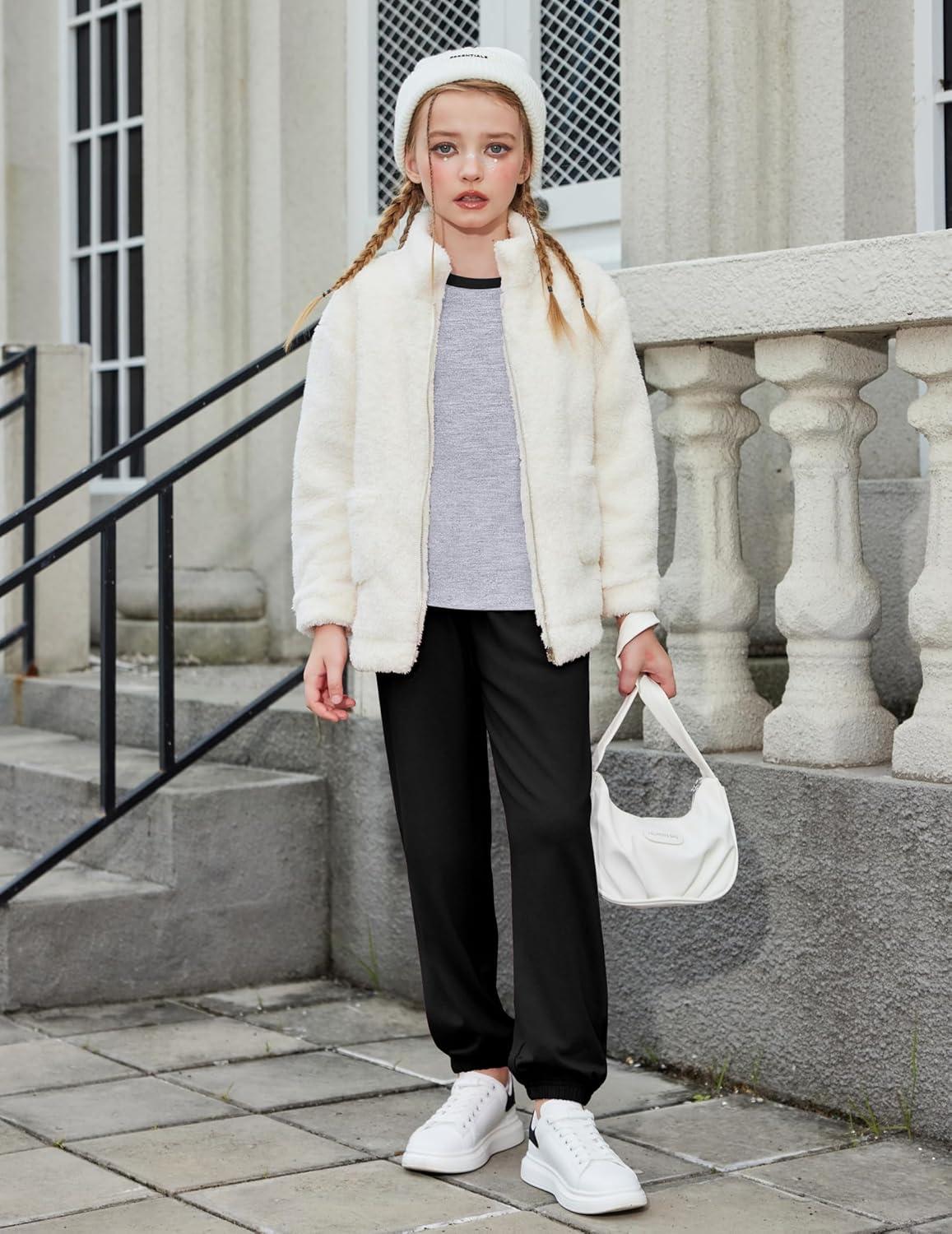 image:imageArshiner Girls 2 Piece Outfits Fashion Clothes Short Sleeve Tops and Jogger Pants Kids Tracksuit Sweatsuits SetGrey