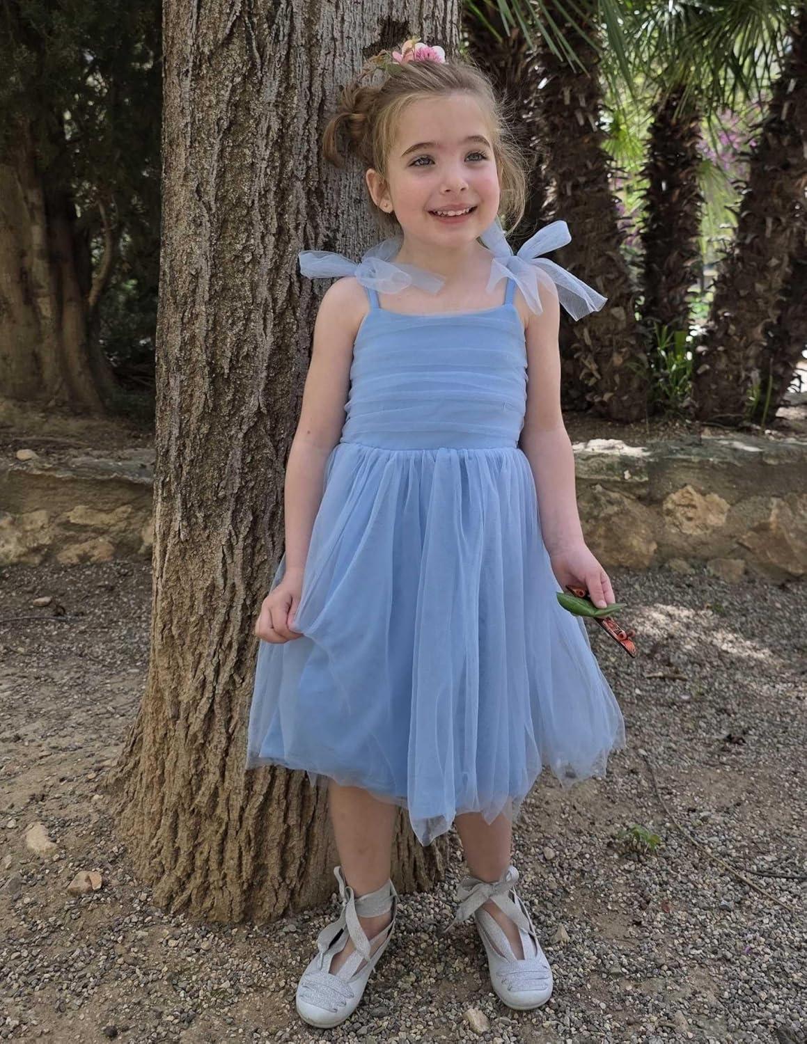 image:imageArshiner Toddler Tutu Dress Girls Sleeveless Birthday Party Dresses Cute Princess Tulle Sundress for Kids 26YLight Blue