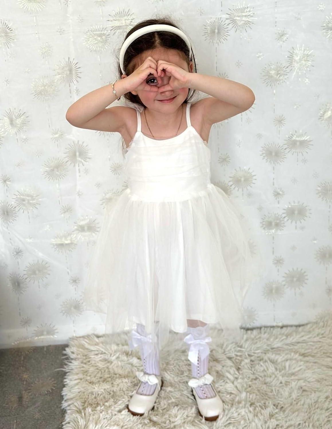 image:imageArshiner Toddler Tutu Dress Girls Sleeveless Birthday Party Dresses Cute Princess Tulle Sundress for Kids 26YWhite