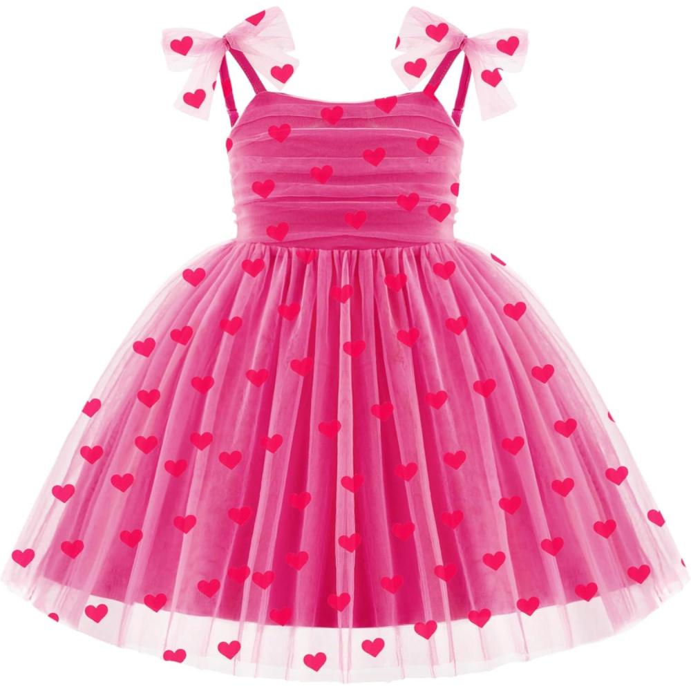 image:imageArshiner Toddler Tutu Dress Girls Sleeveless Birthday Party Dresses Cute Princess Tulle Sundress for Kids 26YPink Heart