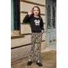 Arshiner Girls 2 Piece Clothes Long Sleeve Sweatshirt & Flared Pants Fall Clothing Set Size 5-12 Years(Black Leopard)