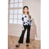 Arshiner Girls 2 Piece Clothes Long Sleeve Sweatshirt & Flared Pants Fall Clothing Set Size 5-12 Years(Black Tie Dye)