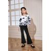 Arshiner Girls 2 Piece Clothes Long Sleeve Sweatshirt & Flared Pants Fall Clothing Set Size 5-12 Years(Black Tie Dye)