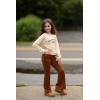 Arshiner Girls 2 Piece Clothes Long Sleeve Sweatshirt & Flared Pants Fall Clothing Set Size 5-12 Years(Brown)