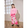 Arshiner Girls 2 Piece Clothes Long Sleeve Sweatshirt & Flared Pants Fall Clothing Set Size 5-12 Years(Pink Tie Dye)
