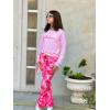 Arshiner Girls 2 Piece Clothes Long Sleeve Sweatshirt & Flared Pants Fall Clothing Set Size 5-12 Years(Pink Tie Dye)