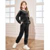 Arshiner Girls 2 Piece Outfit Sweatsuits Set Kids Velour Sweatshirts & Sweatpants Tracksuits Set for Girls(Black)