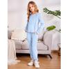 Arshiner Girls 2 Piece Outfit Sweatsuits Set Kids Velour Sweatshirts & Sweatpants Tracksuits Set for Girls(Blue)