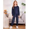 Arshiner Girls 2 Piece Outfit Sweatsuits Set Kids Velour Sweatshirts & Sweatpants Tracksuits Set for Girls(Blue Purple)