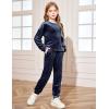 Arshiner Girls 2 Piece Outfit Sweatsuits Set Kids Velour Sweatshirts & Sweatpants Tracksuits Set for Girls(Blue Purple)