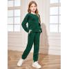 Arshiner Girls 2 Piece Outfit Sweatsuits Set Kids Velour Sweatshirts & Sweatpants Tracksuits Set for Girls(Dark Green)