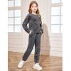 Arshiner Girls 2 Piece Outfit Sweatsuits Set Kids Velour Sweatshirts & Sweatpants Tracksuits Set for Girls(Dark Grey)