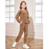 Arshiner Girls 2 Piece Outfit Sweatsuits Set Kids Velour Sweatshirts & Sweatpants Tracksuits Set for Girls(Khaki)