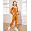 Arshiner Girls 2 Piece Outfit Sweatsuits Set Kids Velour Sweatshirts & Sweatpants Tracksuits Set for Girls(Orange)