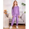 Arshiner Girls 2 Piece Outfit Sweatsuits Set Kids Velour Sweatshirts & Sweatpants Tracksuits Set for Girls(Purple)