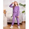Arshiner Girls 2 Piece Outfit Sweatsuits Set Kids Velour Sweatshirts & Sweatpants Tracksuits Set for Girls(Purple)