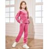 Arshiner Girls 2 Piece Outfit Sweatsuits Set Kids Velour Sweatshirts & Sweatpants Tracksuits Set for Girls(Rose Red)