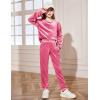 Arshiner Girls 2 Piece Outfit Sweatsuits Set Kids Velour Sweatshirts & Sweatpants Tracksuits Set for Girls(Rose Red)