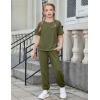 Arshiner Girls 2 Piece Outfits Fashion Clothes Short Sleeve Tops and Jogger Pants Kids Tracksuit Sweatsuits Set(Army Green)