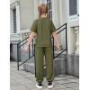 Arshiner Girls 2 Piece Outfits Fashion Clothes Short Sleeve Tops and Jogger Pants Kids Tracksuit Sweatsuits Set(Army Green)