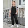 Arshiner Girls 2 Piece Outfits Fashion Clothes Short Sleeve Tops and Jogger Pants Kids Tracksuit Sweatsuits Set(Black)