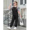 Arshiner Girls 2 Piece Outfits Fashion Clothes Short Sleeve Tops and Jogger Pants Kids Tracksuit Sweatsuits Set(Black)