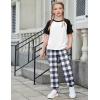 Arshiner Girls 2 Piece Outfits Fashion Clothes Short Sleeve Tops and Jogger Pants Kids Tracksuit Sweatsuits Set(Black Plaid)