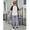 Arshiner Girls 2 Piece Outfits Fashion Clothes Short Sleeve Tops and Jogger Pants Kids Tracksuit Sweatsuits Set(Black Plaid)