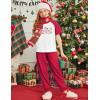 Arshiner Girls 2 Piece Outfits Fashion Clothes Short Sleeve Tops and Jogger Pants Kids Tracksuit Sweatsuits Set(Christmas)