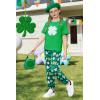 Arshiner Girls 2 Piece Outfits Fashion Clothes Short Sleeve Tops and Jogger Pants Kids Tracksuit Sweatsuits Set(Four-leaf Clover)