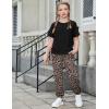 Arshiner Girls 2 Piece Outfits Fashion Clothes Short Sleeve Tops and Jogger Pants Kids Tracksuit Sweatsuits Set(Leopard)