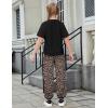Arshiner Girls 2 Piece Outfits Fashion Clothes Short Sleeve Tops and Jogger Pants Kids Tracksuit Sweatsuits Set(Leopard)