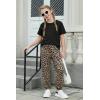 Arshiner Girls 2 Piece Outfits Fashion Clothes Short Sleeve Tops and Jogger Pants Kids Tracksuit Sweatsuits Set(Leopard)