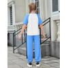 Arshiner Girls 2 Piece Outfits Fashion Clothes Short Sleeve Tops and Jogger Pants Kids Tracksuit Sweatsuits Set(Light Blue)