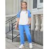 Arshiner Girls 2 Piece Outfits Fashion Clothes Short Sleeve Tops and Jogger Pants Kids Tracksuit Sweatsuits Set(Light Blue)