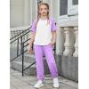 Arshiner Girls 2 Piece Outfits Fashion Clothes Short Sleeve Tops and Jogger Pants Kids Tracksuit Sweatsuits Set(Light Purple)