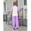 Arshiner Girls 2 Piece Outfits Fashion Clothes Short Sleeve Tops and Jogger Pants Kids Tracksuit Sweatsuits Set(Light Purple)