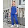 Arshiner Girls 2 Piece Outfits Fashion Clothes Short Sleeve Tops and Jogger Pants Kids Tracksuit Sweatsuits Set(Navy Blue)
