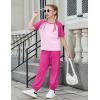 Arshiner Girls 2 Piece Outfits Fashion Clothes Short Sleeve Tops and Jogger Pants Kids Tracksuit Sweatsuits Set(Pink)