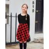 Arshiner Girls Dress Kids Holiday Casual Long Sleeve High Low Swing Midi Dresses(C Red Plaid-long Sleeve)