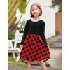 Arshiner Girls Dress Kids Holiday Casual Long Sleeve High Low Swing Midi Dresses(C Red Plaid-long Sleeve)