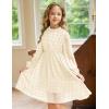 Arshiner Girls Dress Long Sleeve Swiss Dot Ruffle Collar Flowy A-Line Party Dress for Kids 5-13Y(Beige)