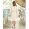 Arshiner Girls Dress Long Sleeve Swiss Dot Ruffle Collar Flowy A-Line Party Dress for Kids 5-13Y(Beige)